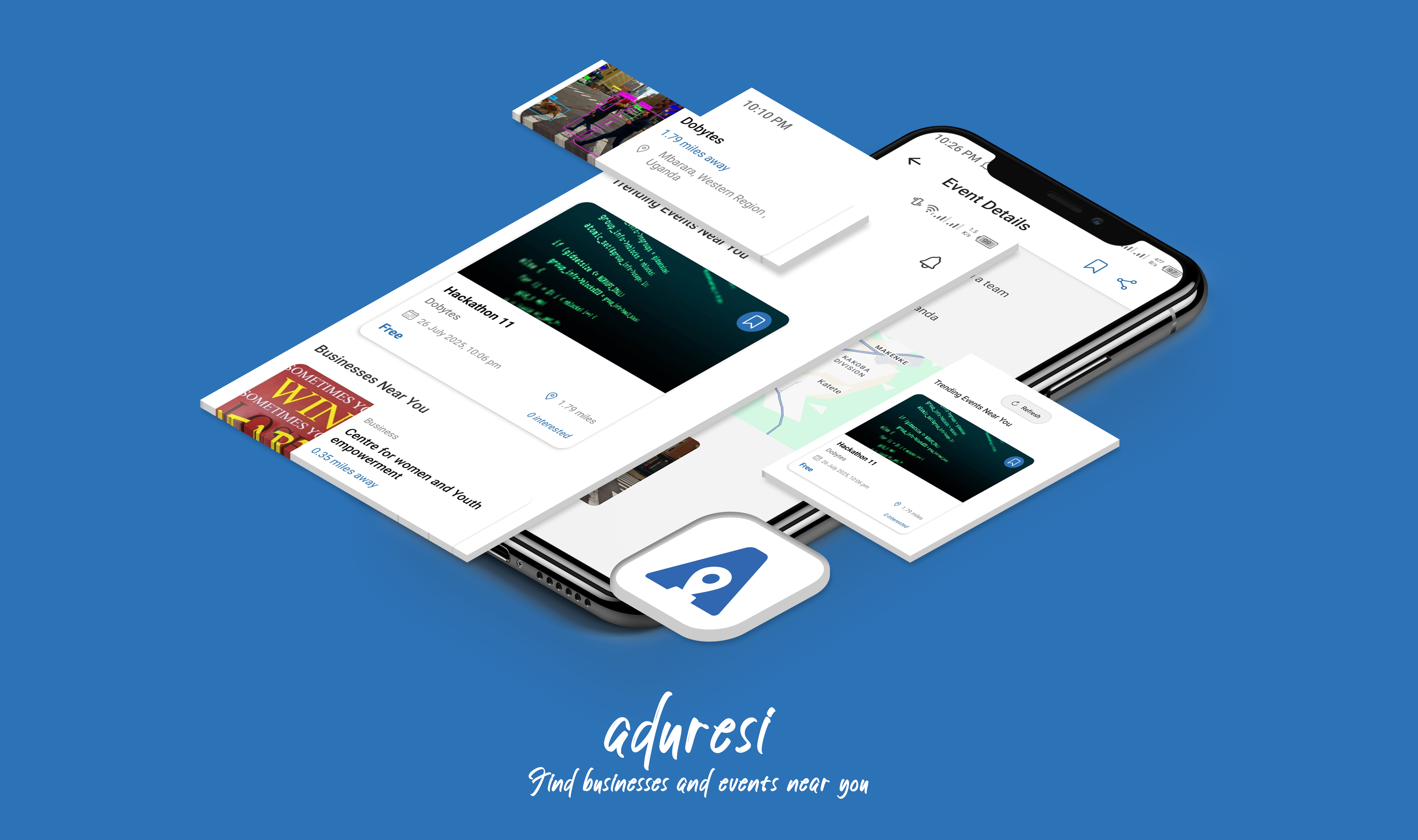 User finding nearby printing services on Aduresi app